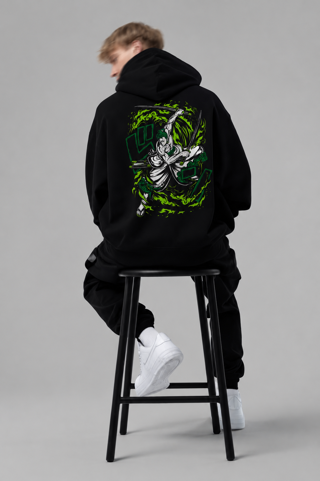 Pirate Hunter anime-inspired black graphic hoodie product view