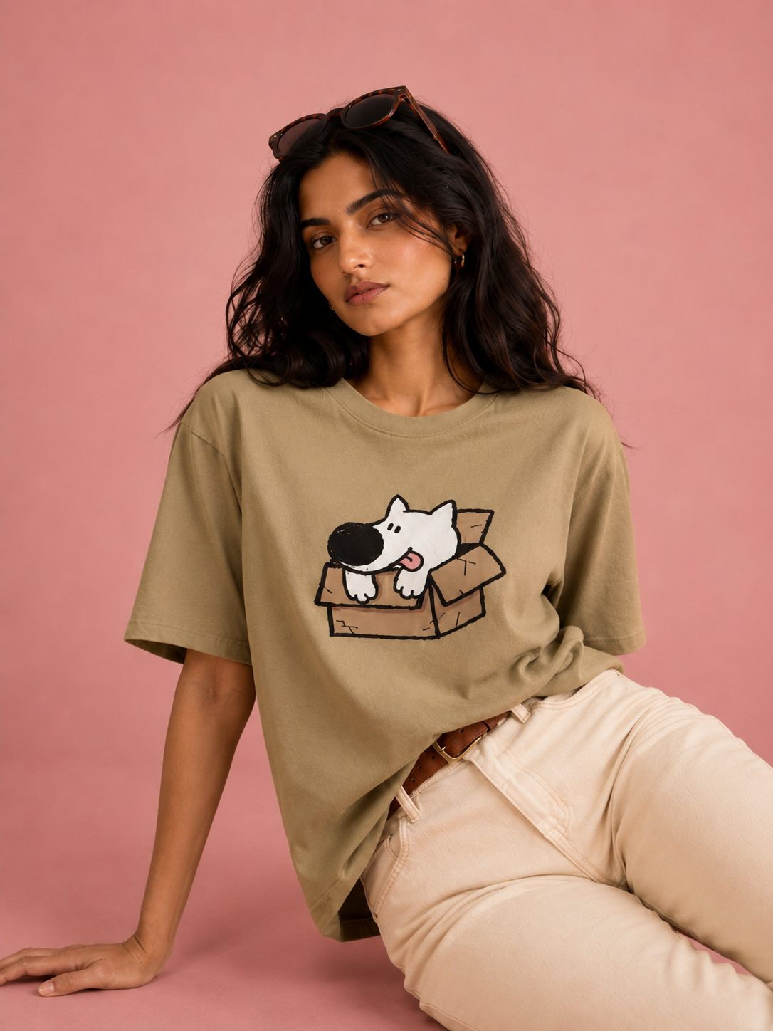 Doggie small character dog design on graphic tee
